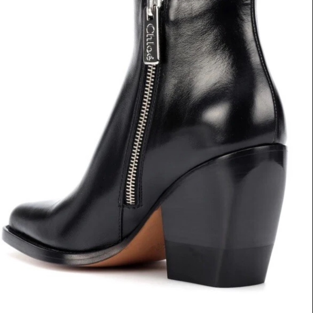 Chloe Rylee Glossy Black Ankle Booties - Picture 2 of 7